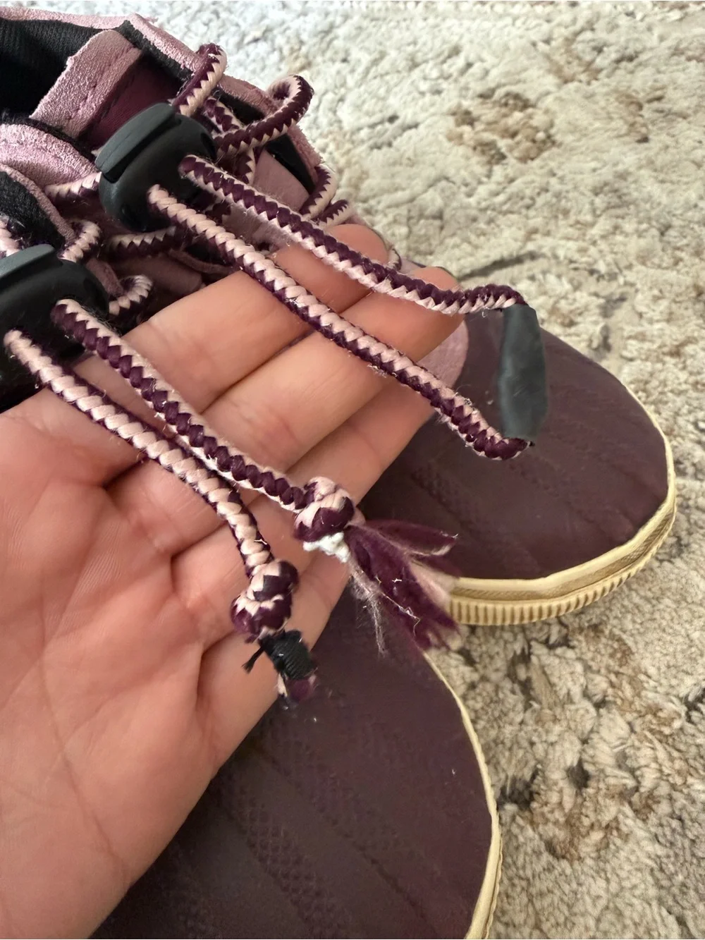 Sorel Kids Mauve and Brown Waterproof Duck Boots with Toggle Laces